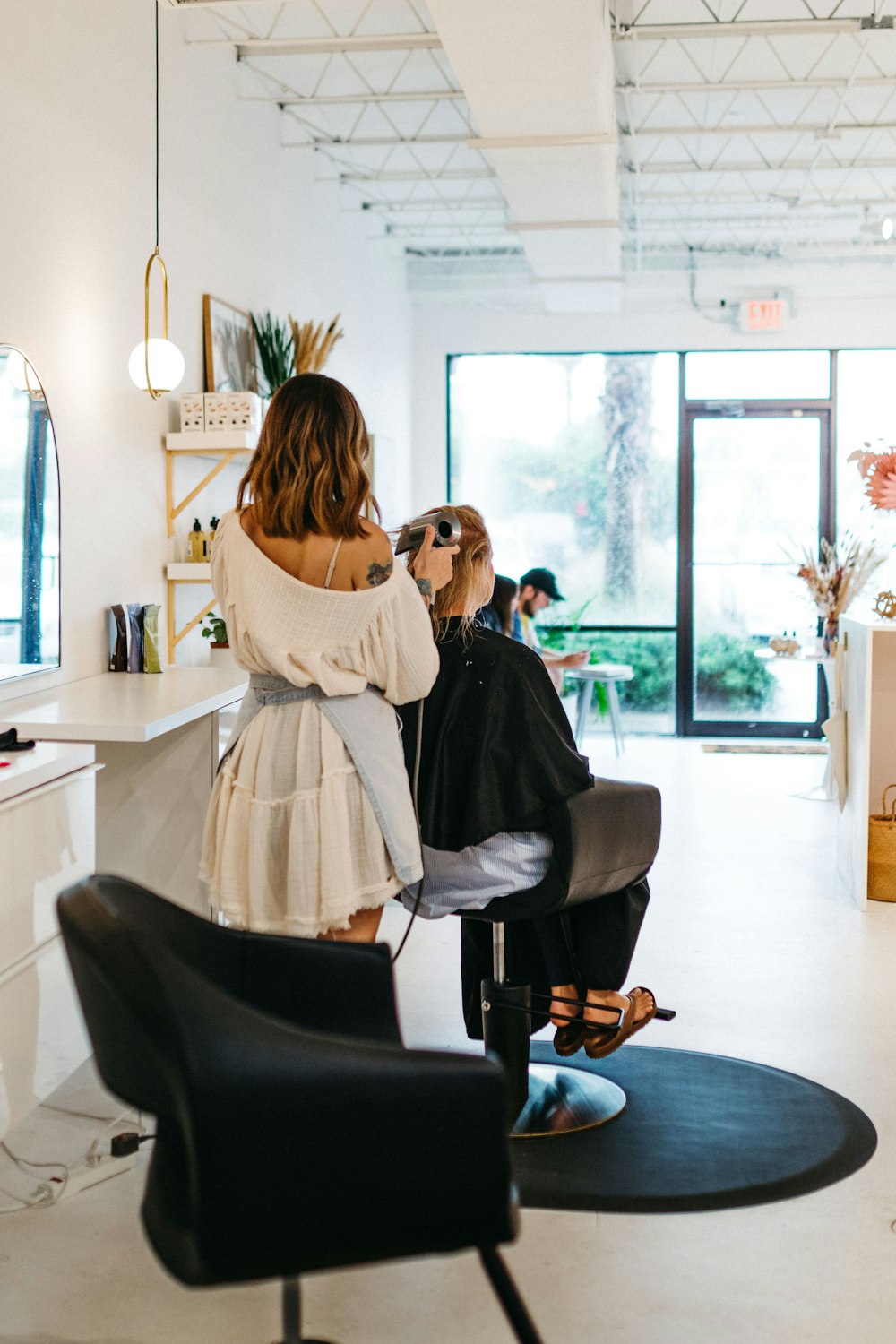 Inside a bright, modern beauty salon